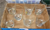 SET OF 7 DRINKING GLASSES WITH DUCK PICTURES
