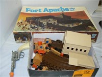 FORT APACHE PLAY SET, MATTEL WOODEN TRAIN AND