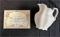 Vintage French Porcelain Decor Sign & Pitcher