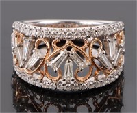 18K WHITE & YELLOW GOLD DIAMOND LADIES RING