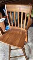 Solid oak barstool, overall length 42 inches,