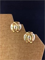 Vintage Erwin Pearl 2-tone Knot Clip Earrings