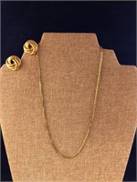 Vintage Monet Goldtone Necklace & Knot Earrings