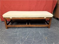 Large Wood Bench w Microfiber Upholstered Cushion