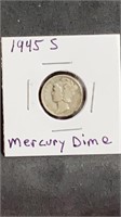 1945 S Mercury DIme US SIlver Coin