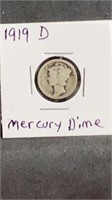 1919 D Mercury DIme US SIlver Coin