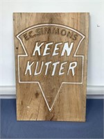 Keen Kutter Sign on Board  Approx. 13 1/2 x 20 1/4