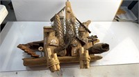 Driftwood Waterfront Hand-carved Village 22x22