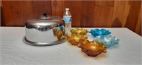 Set of 5 glass berry bowls and cake dish