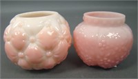 Two Pink Opaque Toothpick Holders