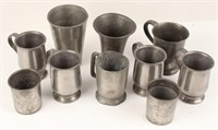 10 PIECE 20TH CENTURY PEWTER CUPS
