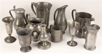 20TH CENTURY 11 PIECE PEWTER PITCHERS AND CUPS