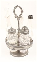 CRUET SET WITH GLASS DECANTERS SHAKERS