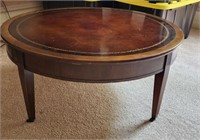 Round  34" Coffee Table inlaid leather