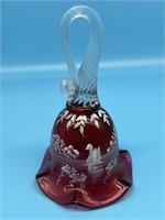 Fenton Cranberry Mary Gregory Glass Bell