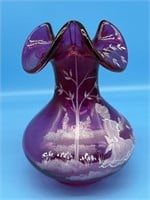 Fenton Mary Gregory Cranberry Vase