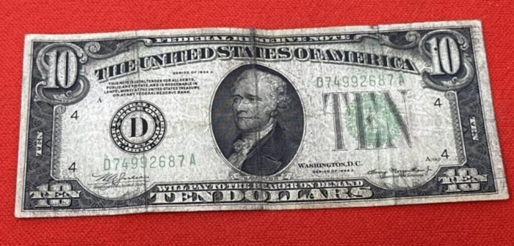 1934-A Ten Dollar U.S. Federal Reserve Note