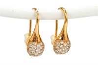 PAIR OF ITALIAN 18K GOLD & DIAMOND EARRINGS, 3.7g