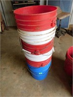 6- 5 gallon plastic buckets