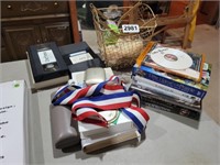 CATCH ALL- VHS, DVDS, MEDALS, BASKET ETC