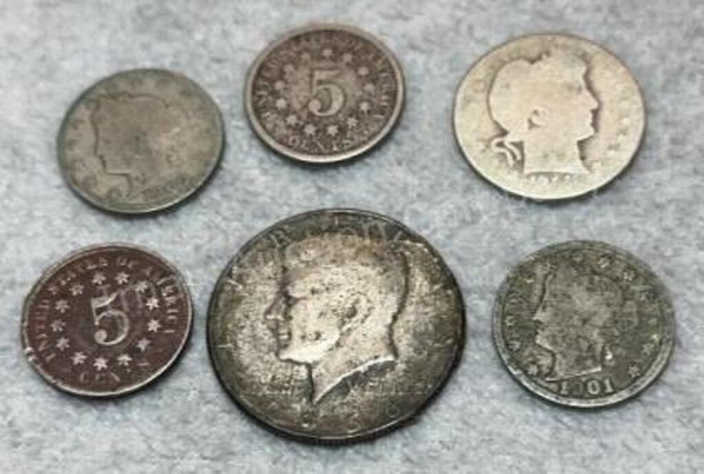 Shield Nickels, Clad 1/2 Dollar, Barber Quarter,