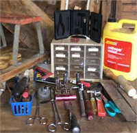Tools Contents of Shed , Small Stool on Wheels,