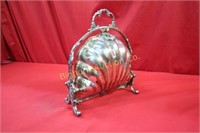Vintage Silver Plated Shell Folding Biscuit Box