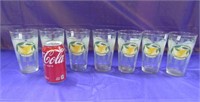 7 Vtg Libbey Lemons 14 oz. Glass Tumblers