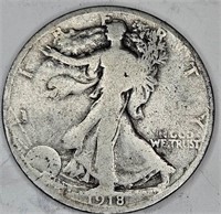 1918 Better Date Walking Liberty half Dollar