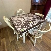 Cowhide Dining Table With Four Chairs