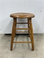 Wooden stool 13 1/4 in in diameter 19 1/2 in tall