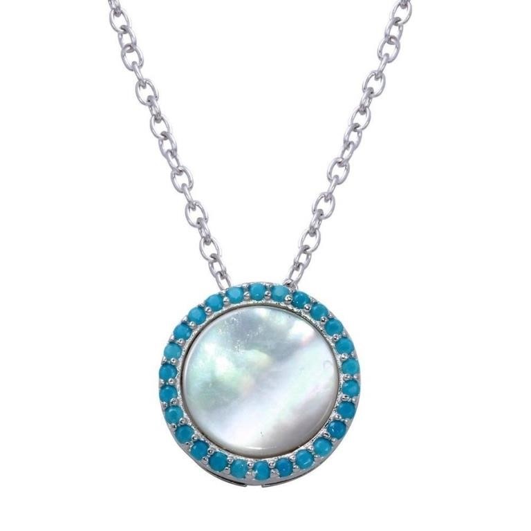 Sterling Silver Round Opal Crystal Necklace