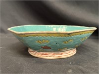 Pre 1890 Antique Chinese Blue Octagon Shallow Bowl