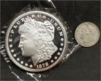 Huge 1 Troy Pound .999 Silver 1878 Morgan Dollar