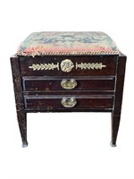 Small Wood Chest w/ Drawers, Needlepoint Top