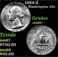 1984-d Washington Quarter 25c Grades GEM++ Unc