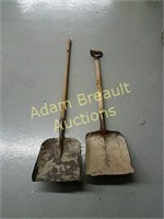 2 vintage steel flat nose shovels