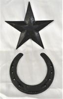 METAL TEXAS STAR & HORSESHOE DECOR