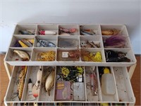 Vintage Tackle Box Loaded With Fishing Goodies