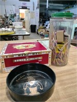 Jar of matches  empty cigar box Purdue trinket