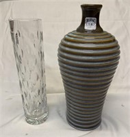 TWO vases. 0ne very heavy Lead Crystal