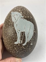 Gregory Martin Carved / Etched WOLF Emu Egg