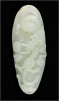 Chinese Carved White Jade Pebble of Dragon