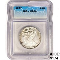 1947 Walking Liberty Half Dollar ICG MS64