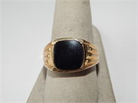 14K Gold & Onyx Ring 9.88g Size 9 1/2