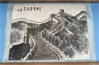 Ink on paper signed Chinese art matted on cloth