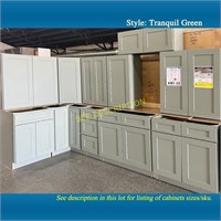 36" 11 PC Tranquil Green Kitchen Cabinet CRN