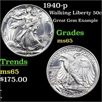 1940-p Walking Liberty 50c Grades GEM Unc