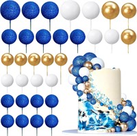 Blue Gold White Ball Cake Topper - Bear Theme