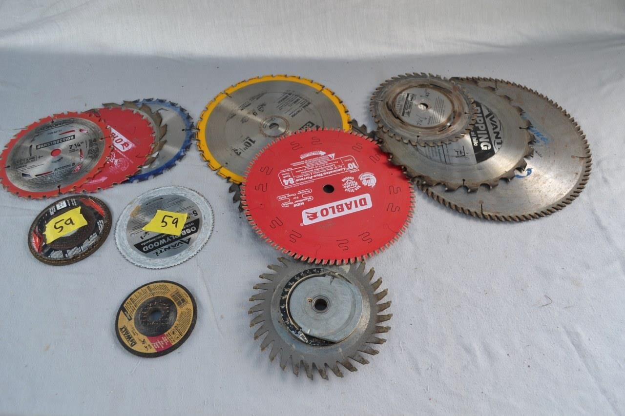 59: assorted used saw and cut off blades